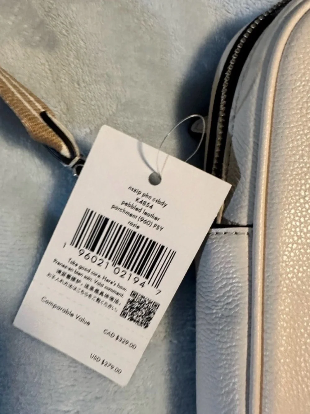 kate spade Cream Crossbody with Tan Striped Strap